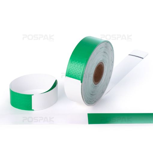 รูปภาพของ WB01 Green Size 279 x 25.4 mm PET Thermal WristBand สายรัดข้อมือ สำหรับผู้ใหญ่ จำนวน 200 ดวง/ม้วน