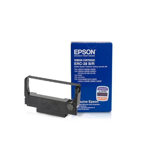 รูปของ EPSON ERC-38B Ribbon Cartridge ตลับผ้าหมึก สีดำ สำหรับเครื่องพิมพ์ใบเสร็จ แบบหัวเข็ม