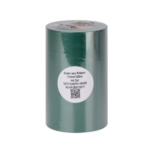 รูปภาพของ TDW131 Green Size 110mm X 300m F/O แกน 1 นิ้ว Wax Ribbon Premium Enhanced หมึกริบบอน