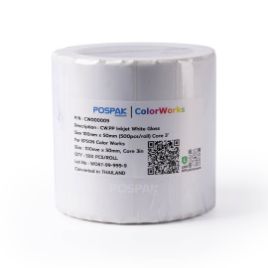 รูปของ CW.PP Inkjet White Gloss Size 100 x 50 มิลลิเมตร (500ดวง/ม้วน) แกน 3 นิ้ว For EPSON Color Works (PN:CW000009)